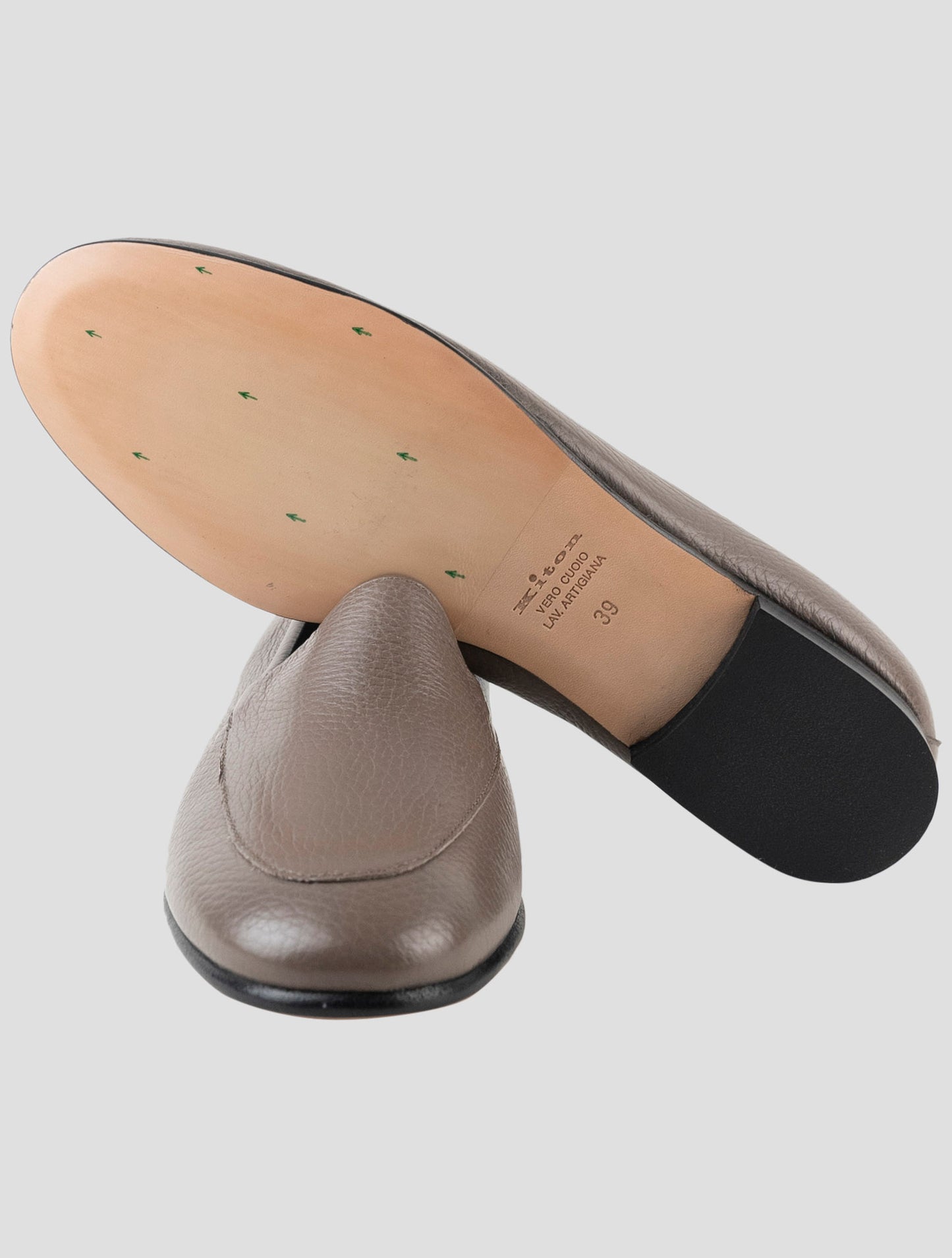 Kiton Taupe Leather Sneakers