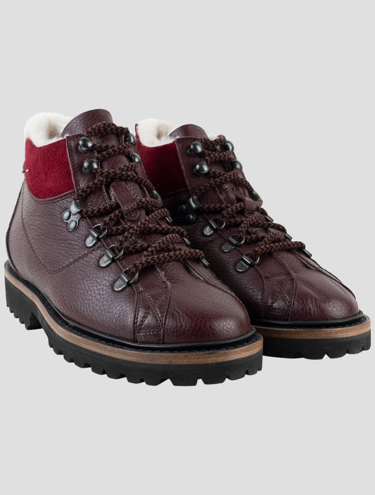 Kiton Burgundy Leather With Fur Boots