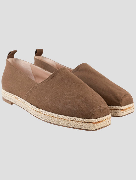 Kiton Brown Linen Espadrillas