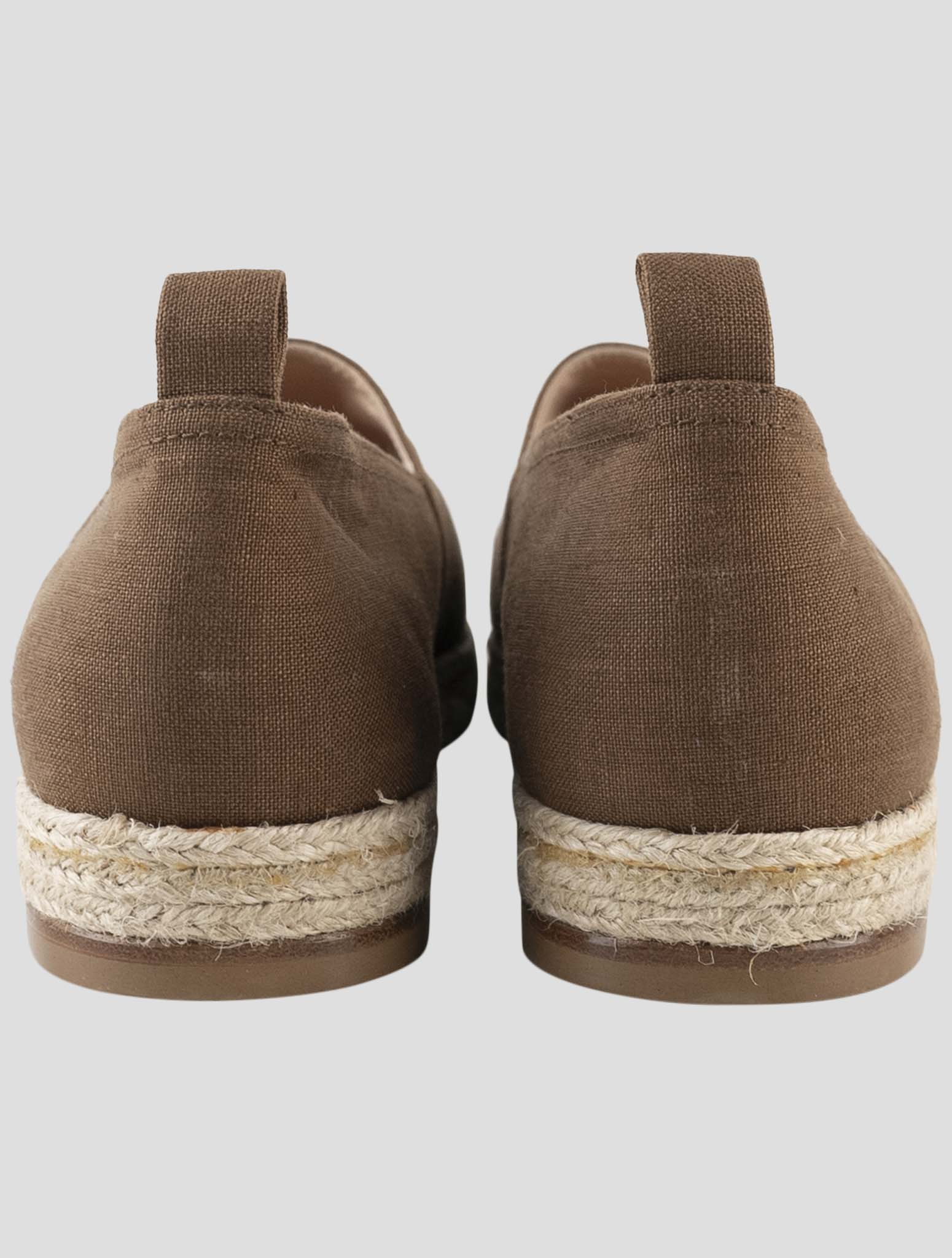 Kiton Brown Linen Espadrillas