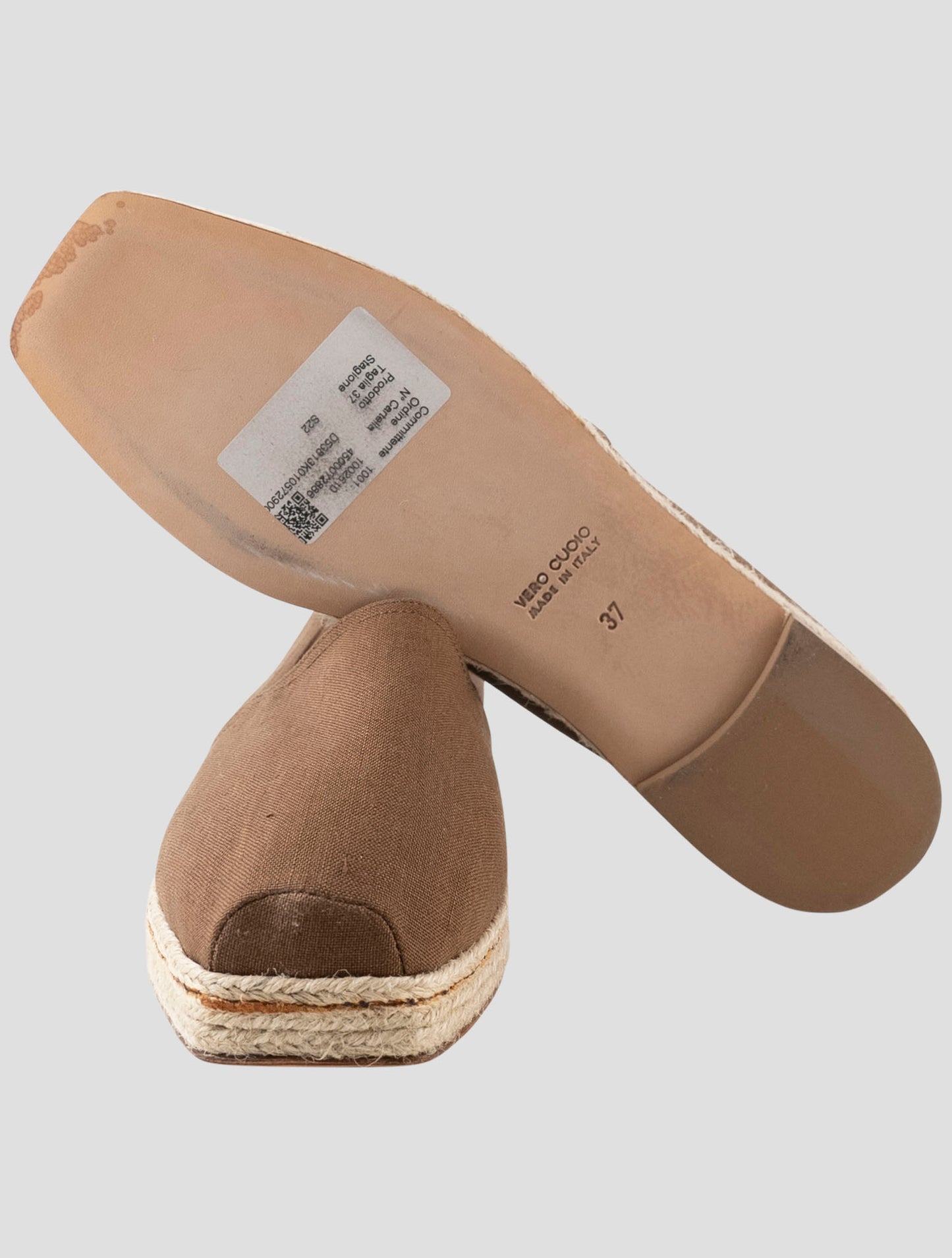 Kiton Brown Linen Espadrillas