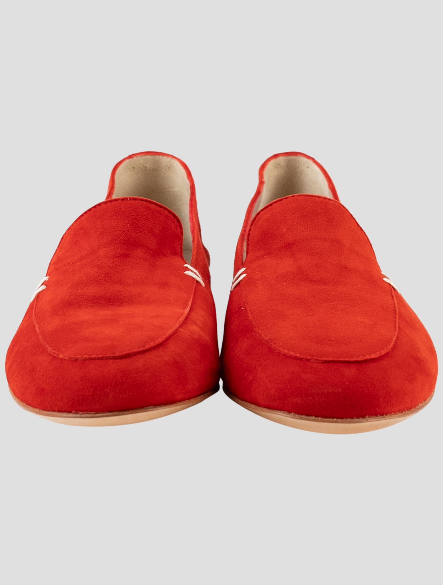 Kiton Red Leather Suede Loafers