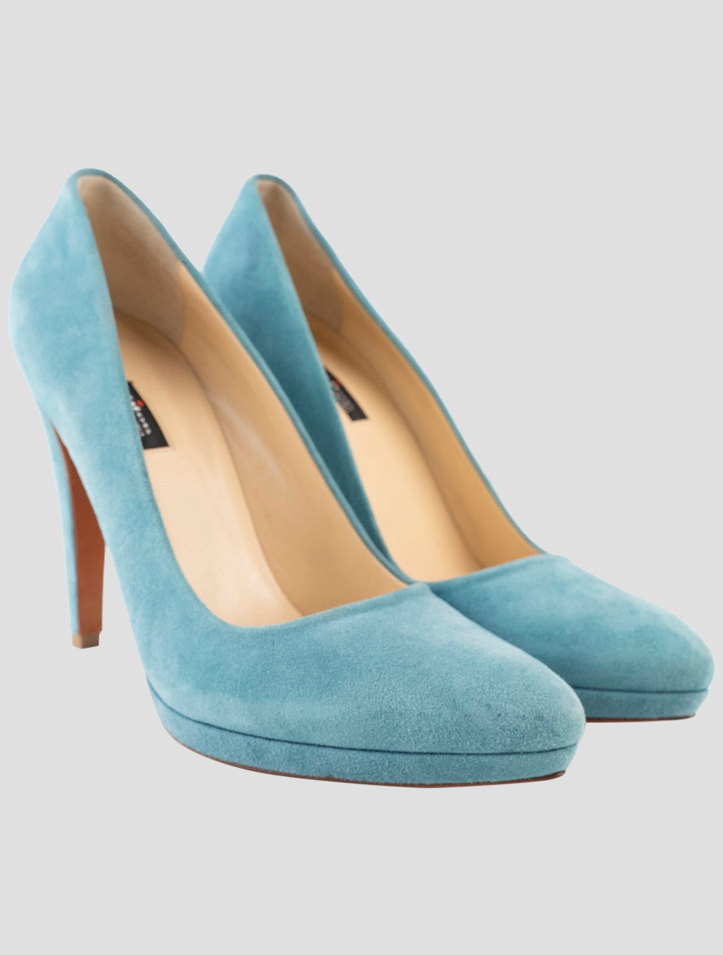 Kiton Light Blue Leather Suede Decollete