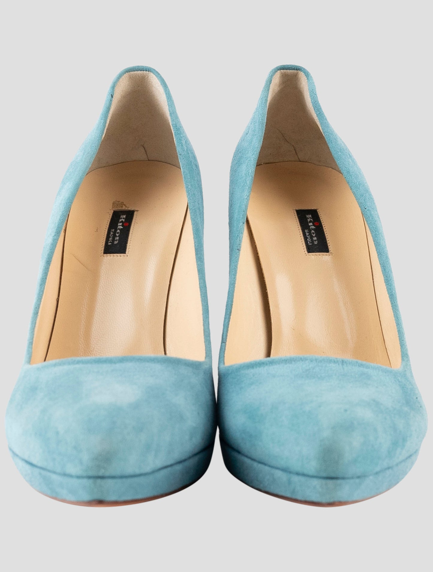 Kiton Light Blue Leather Suede Decollete