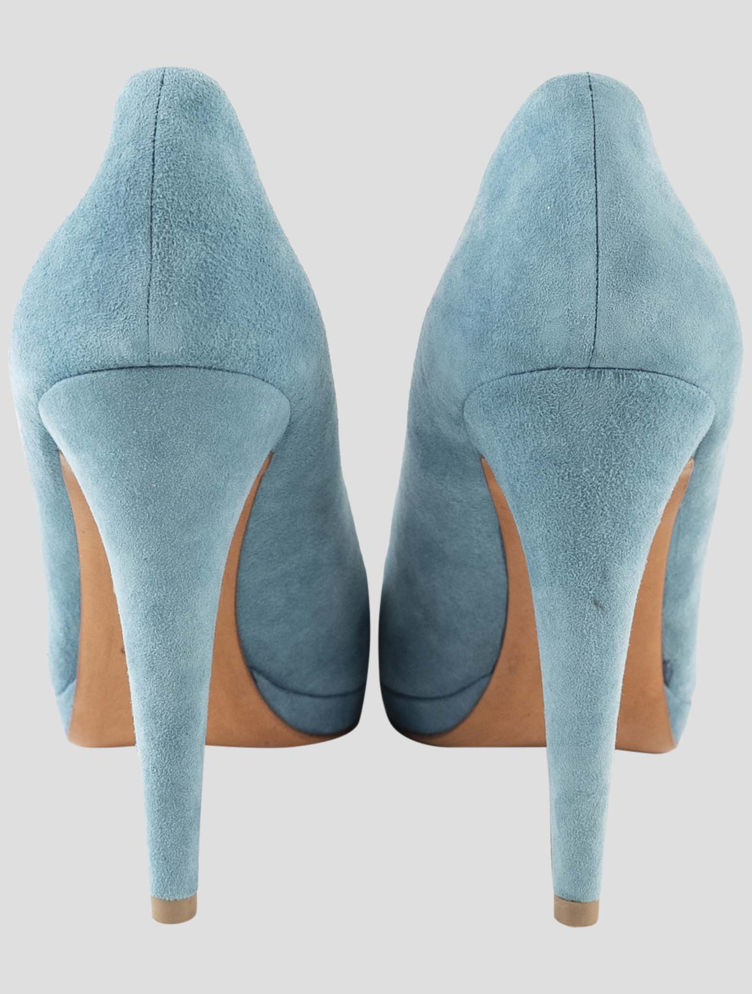 Kiton Light Blue Leather Suede Decollete