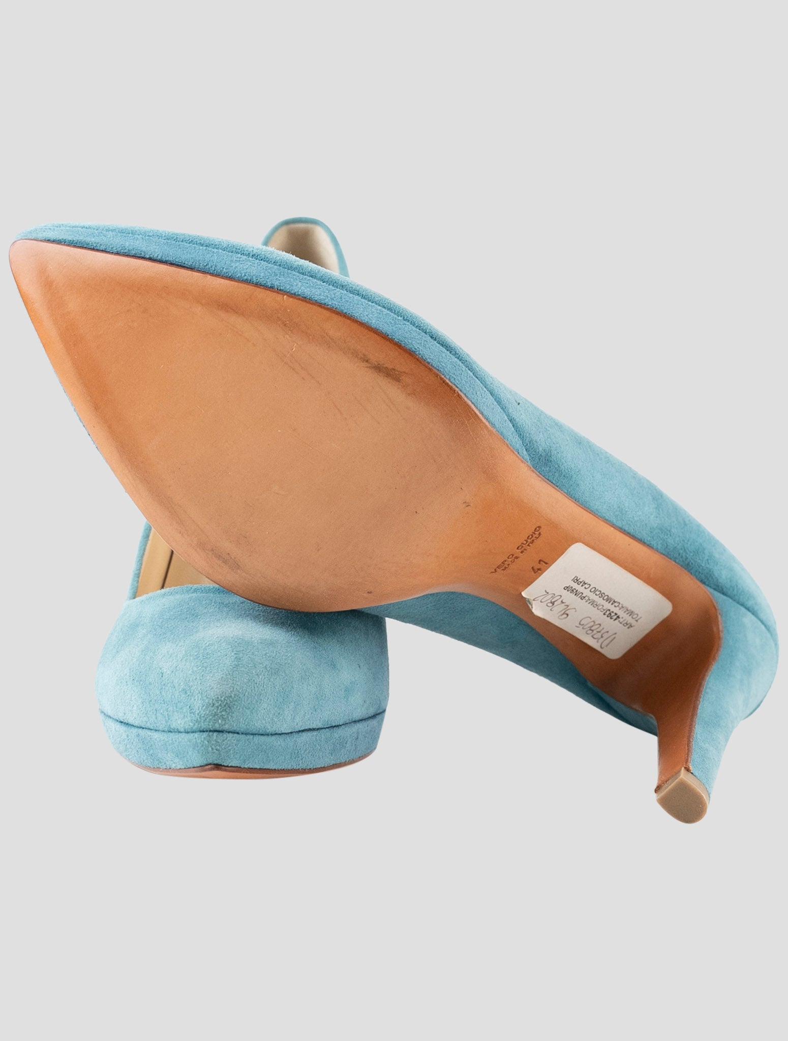 Kiton Light Blue Leather Suede Decollete