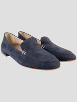 Kiton Blue Leather Suede Loafers