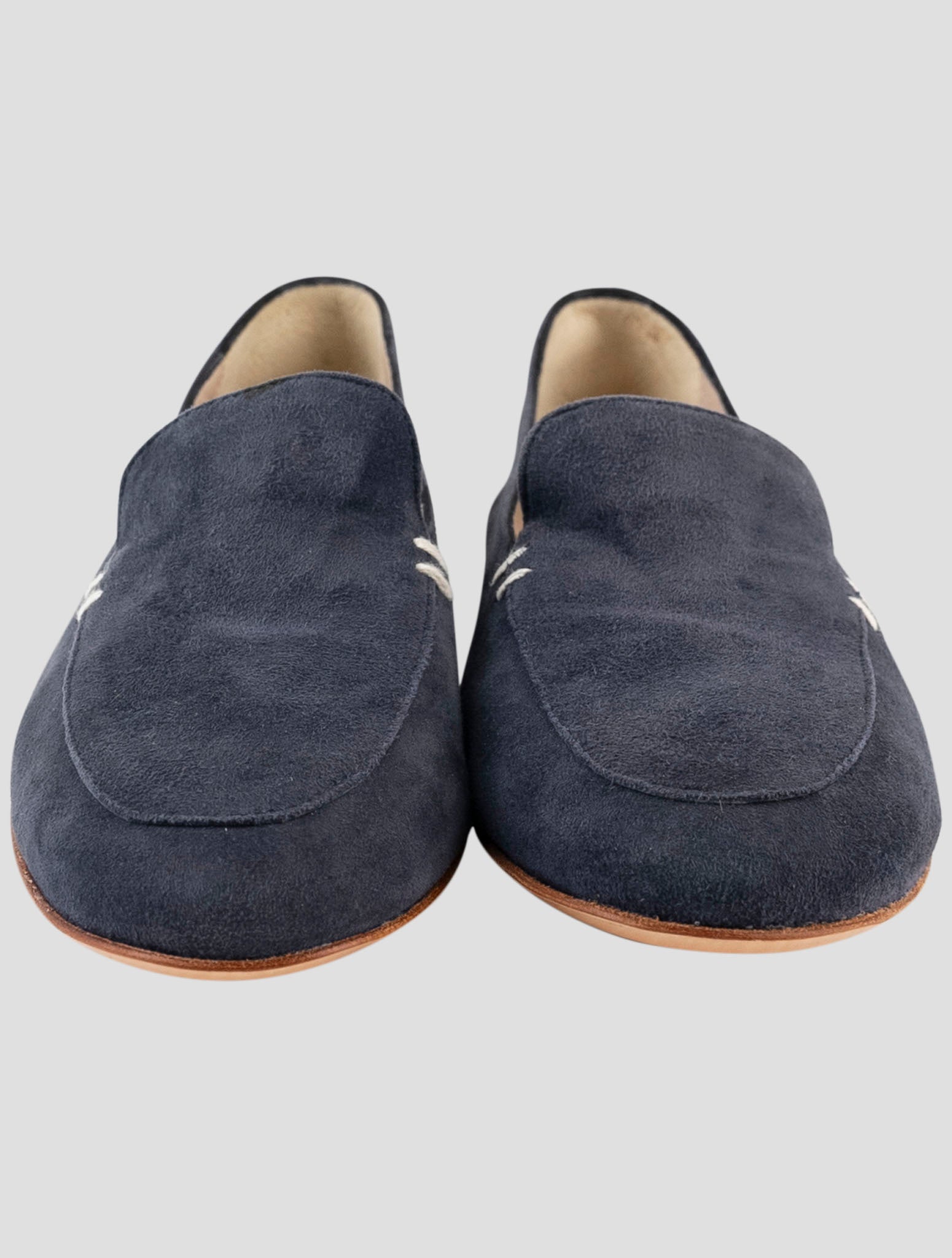 Kiton Blue Leather Suede Loafers