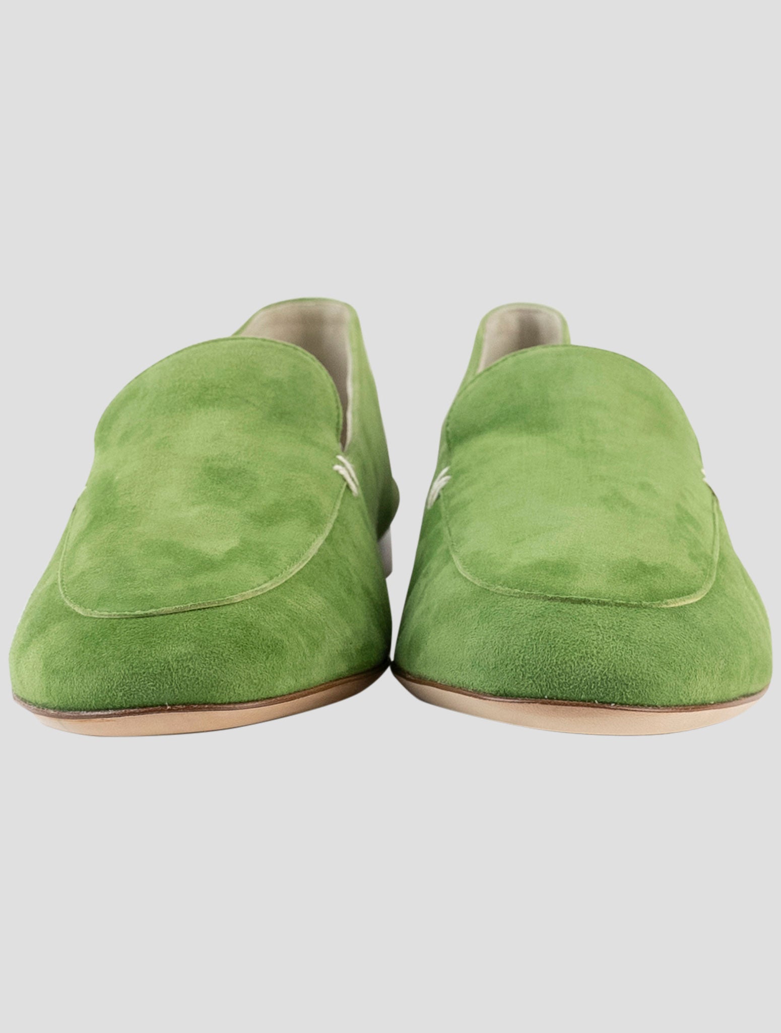 Kiton Green Leather Suede Loafers
