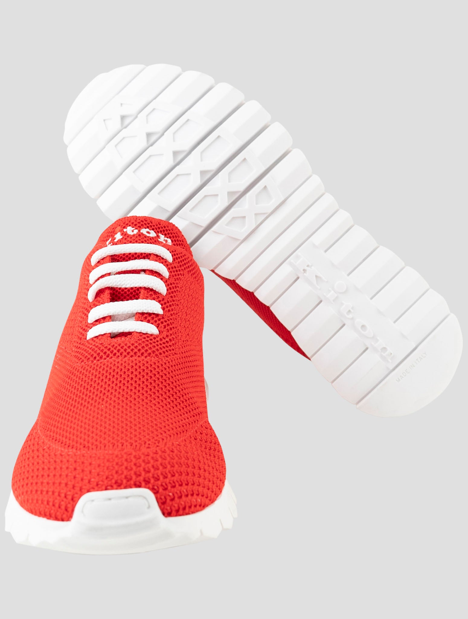 Kiton Red Cotton Ea Sneakers
