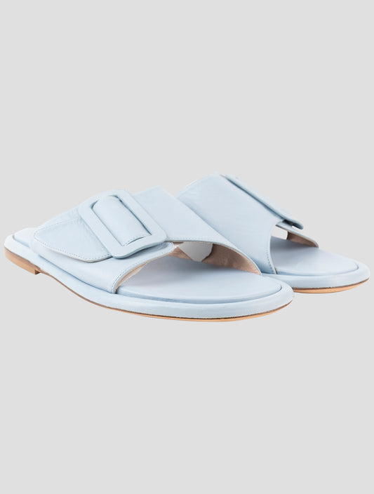 Kiton Light Blue Leather Slippers