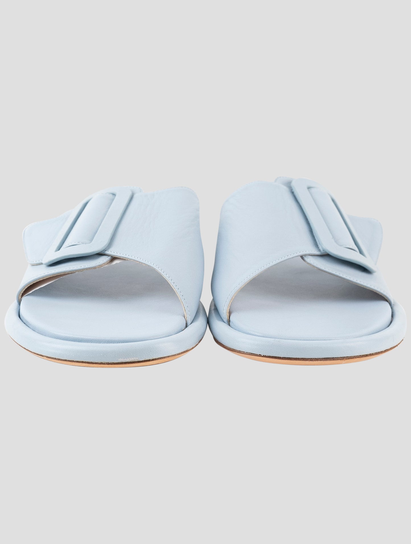 Kiton Light Blue Leather Slippers