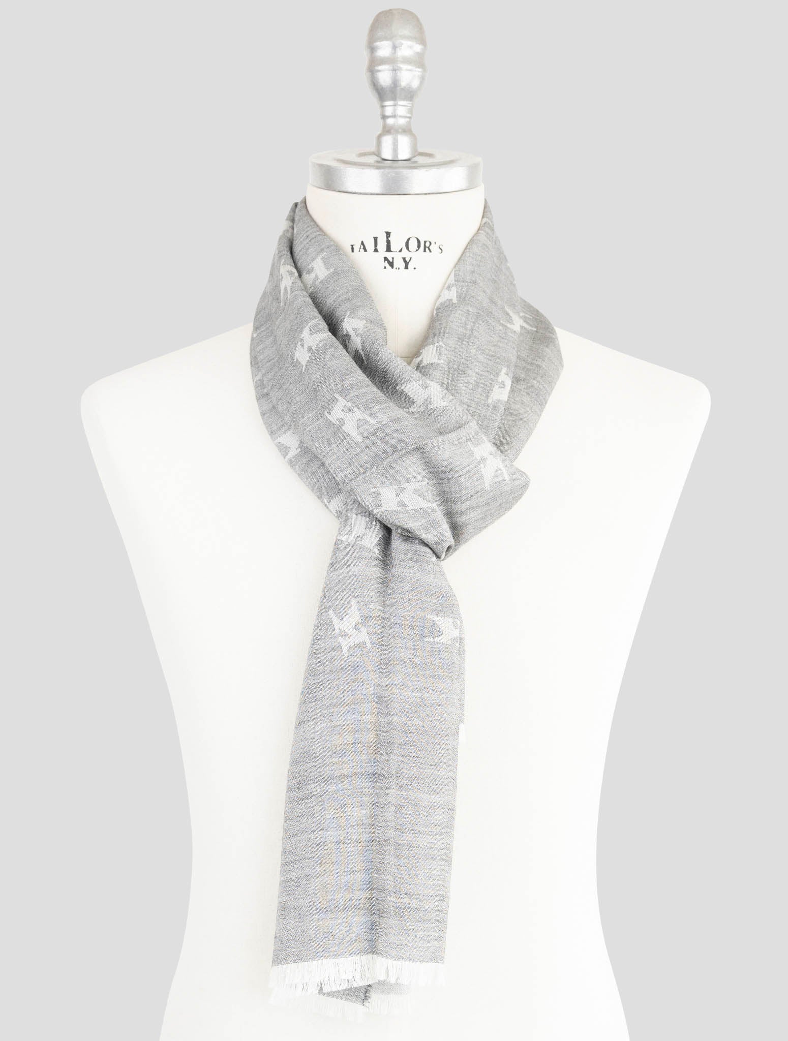 Kiton Gray Cashmere Silk Scarf