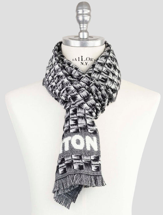 Kiton Blue White Cashmere Scarf