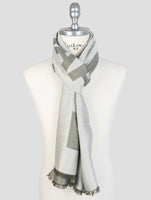 Kiton Green Gray Cashmere Silk Scarf