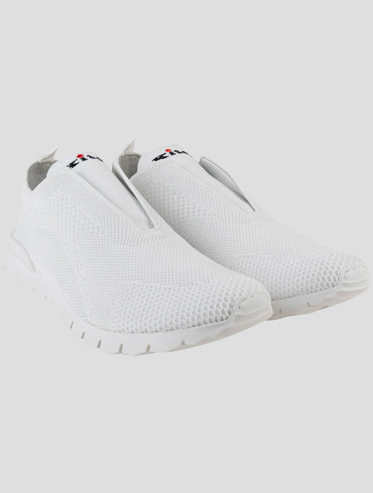 Kiton White Cotton Ea Sneakers