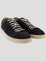 Kiton Blue Leather Suede Sneakers