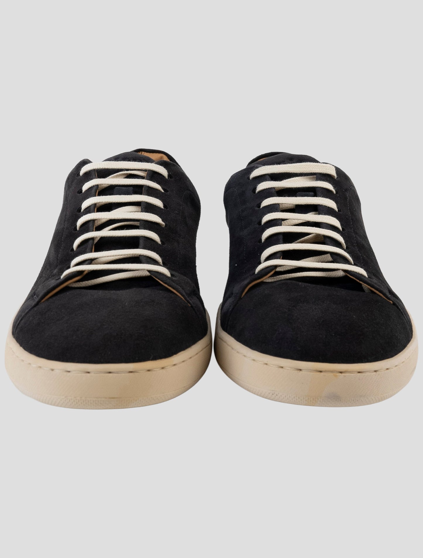 Kiton Blue Leather Suede Sneakers