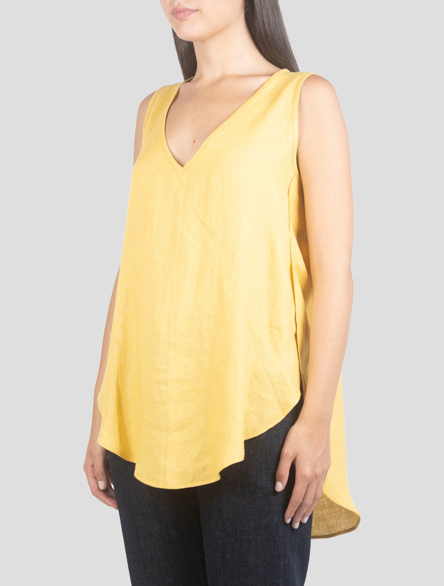 Kiton Yellow Linen Tank Top