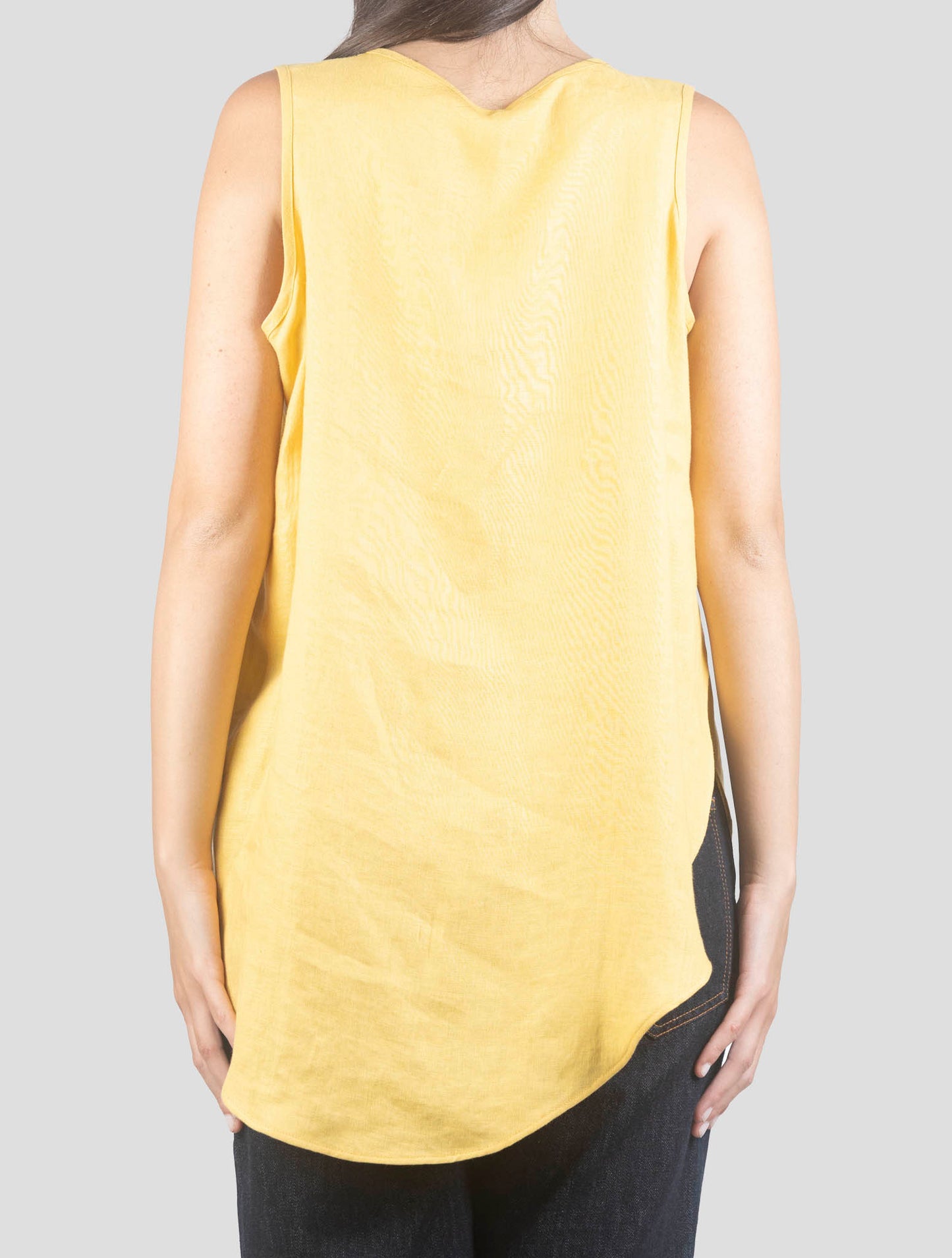 Kiton Yellow Linen Tank Top