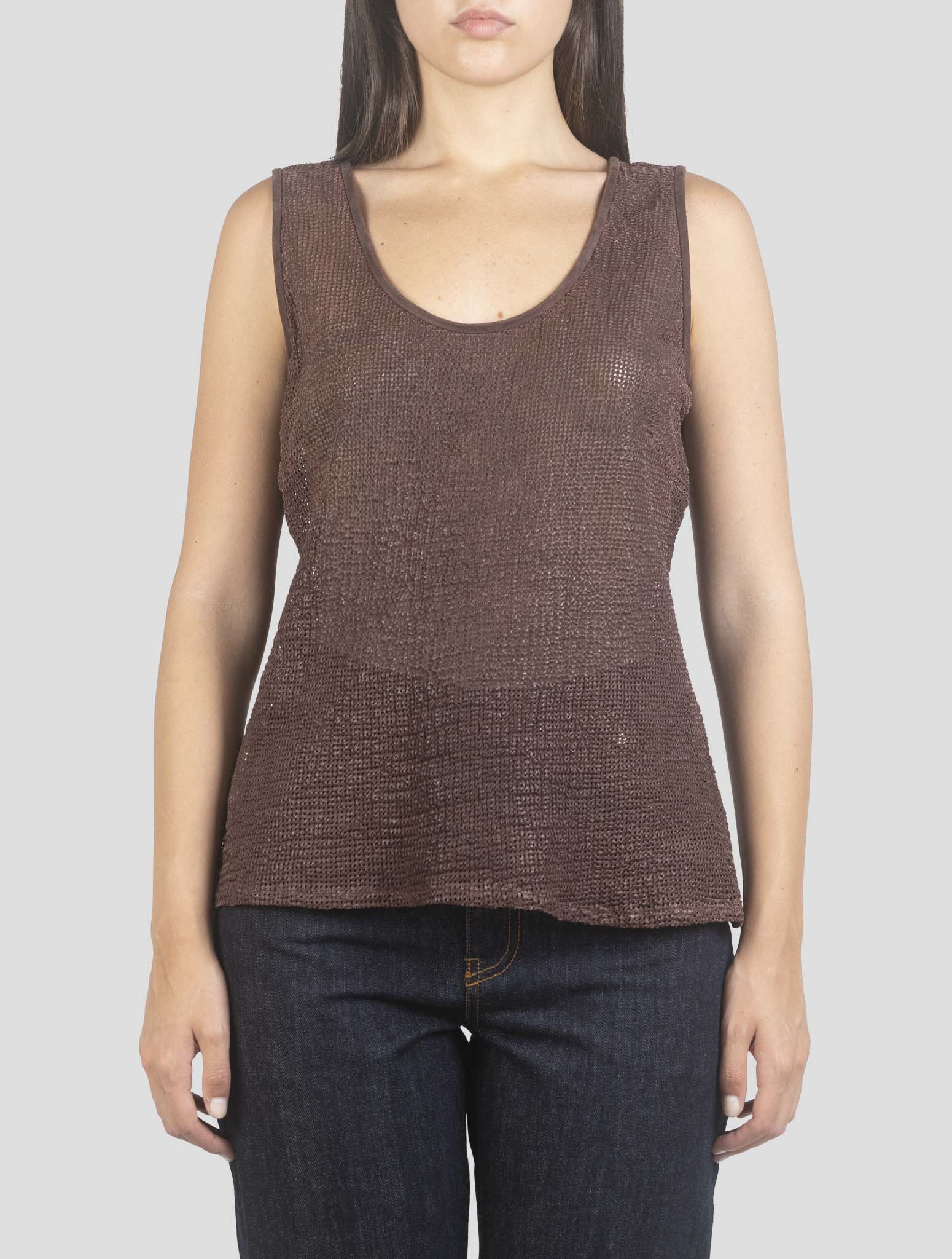 Kiton Brown Leather Tank Tops