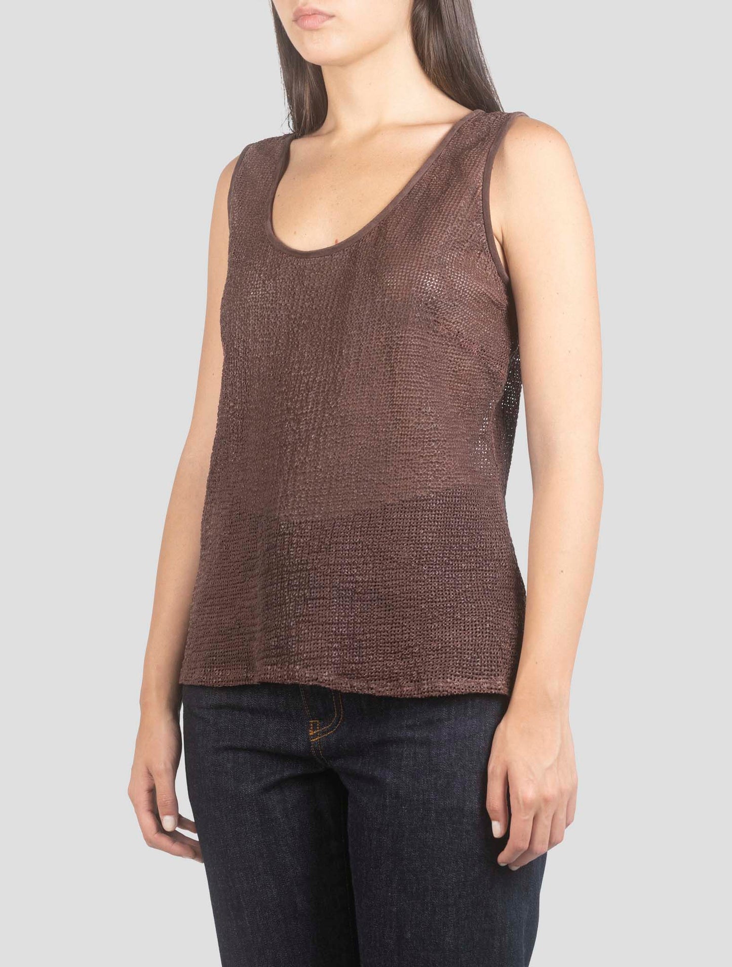 Kiton Brown Leather Tank Tops