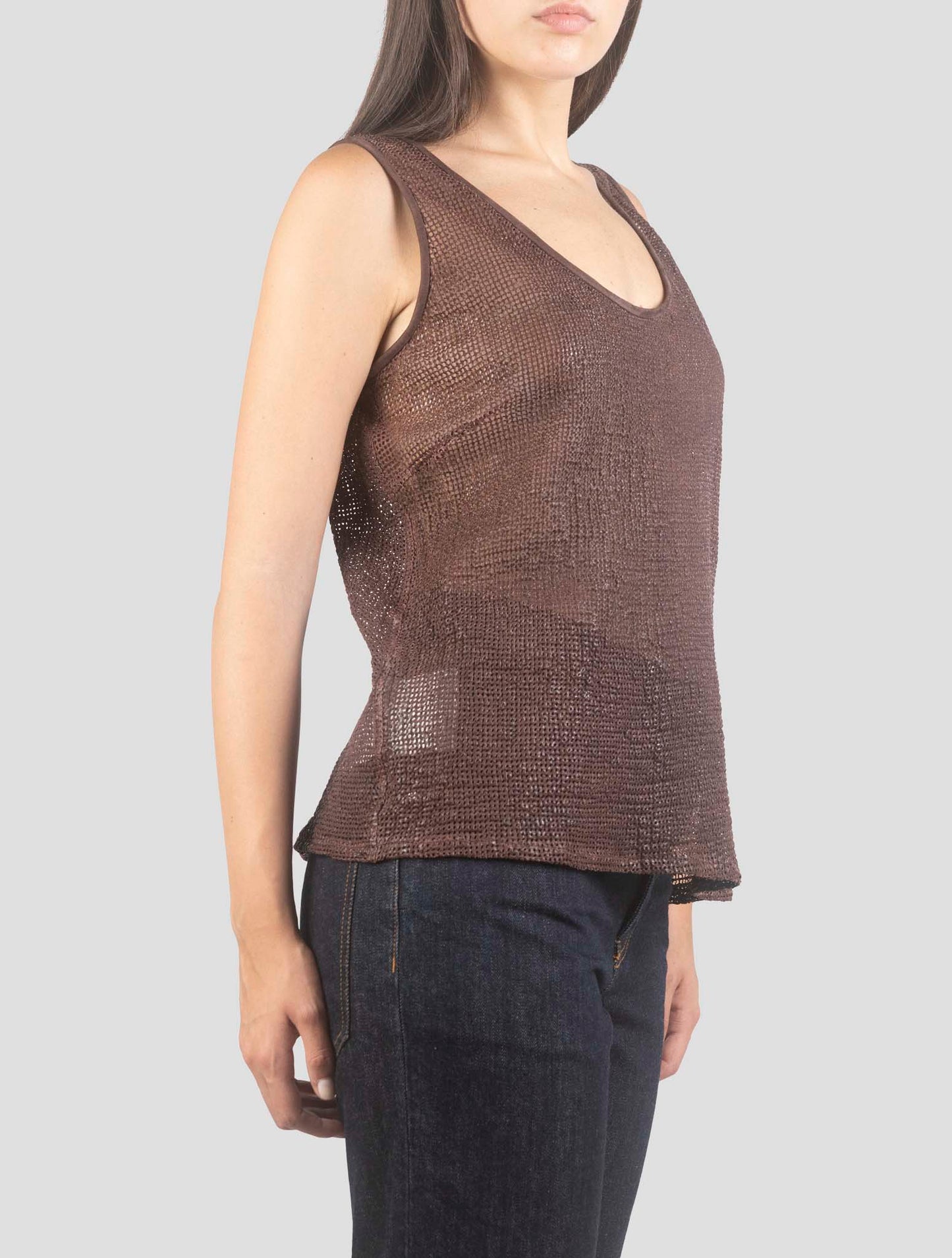 Kiton Brown Leather Tank Tops