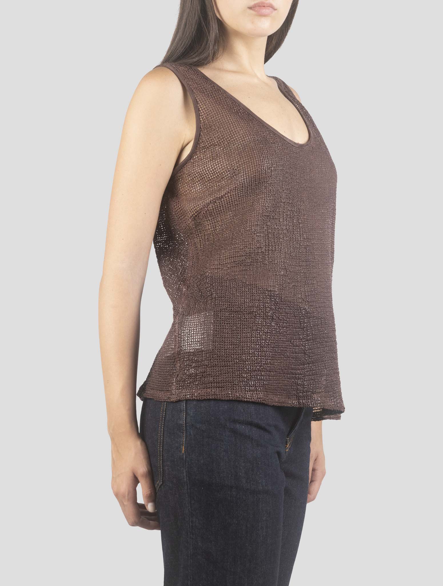 Kiton Brown Leather Tank Tops