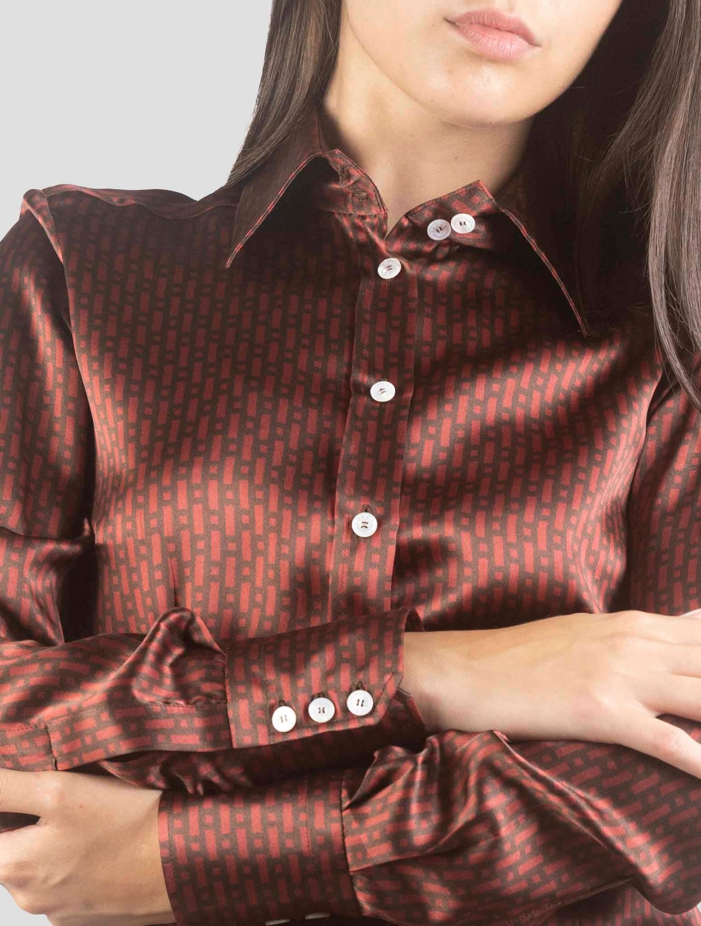 Kiton Burgundy Silk Shirt