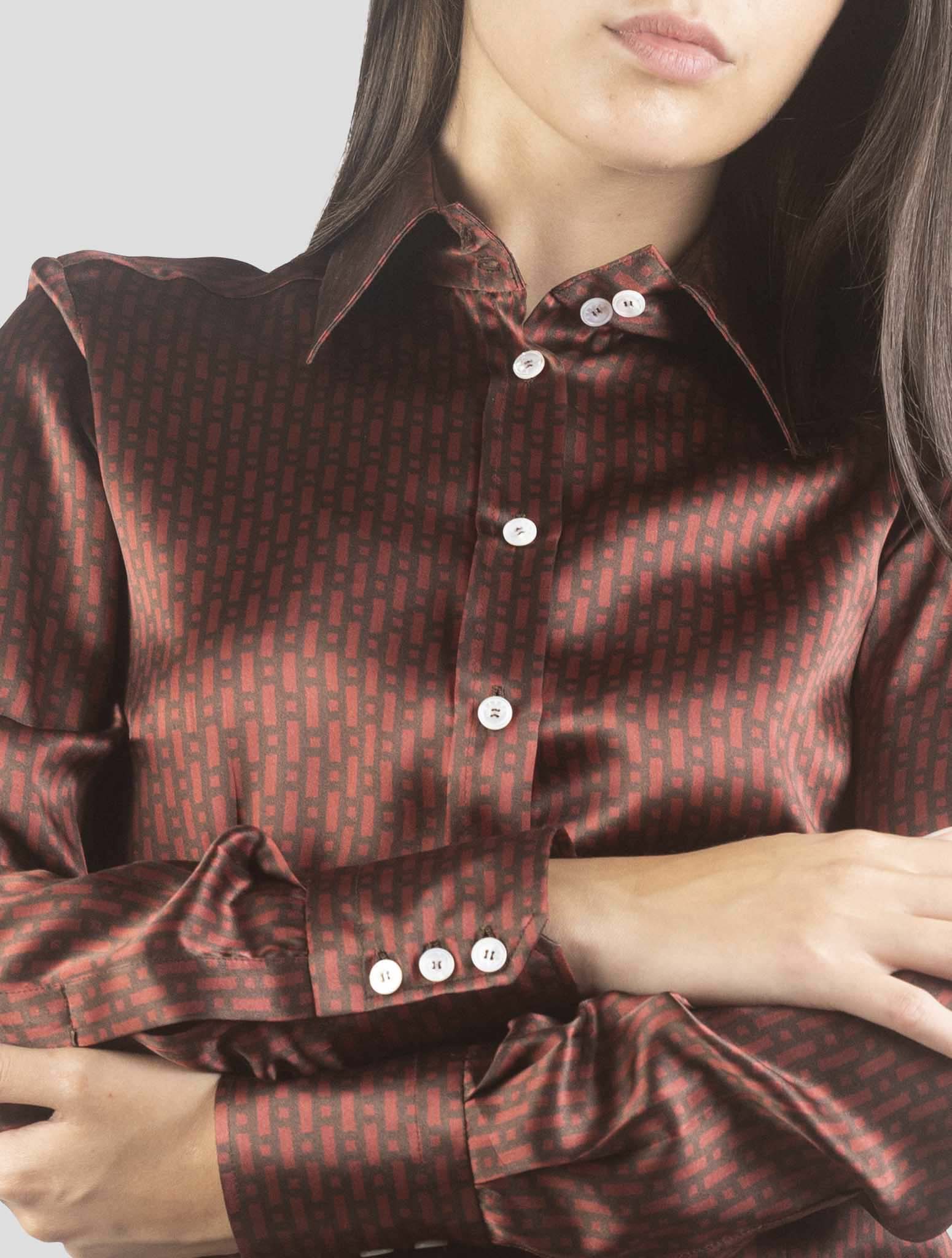 Kiton Burgundy Silk Shirt