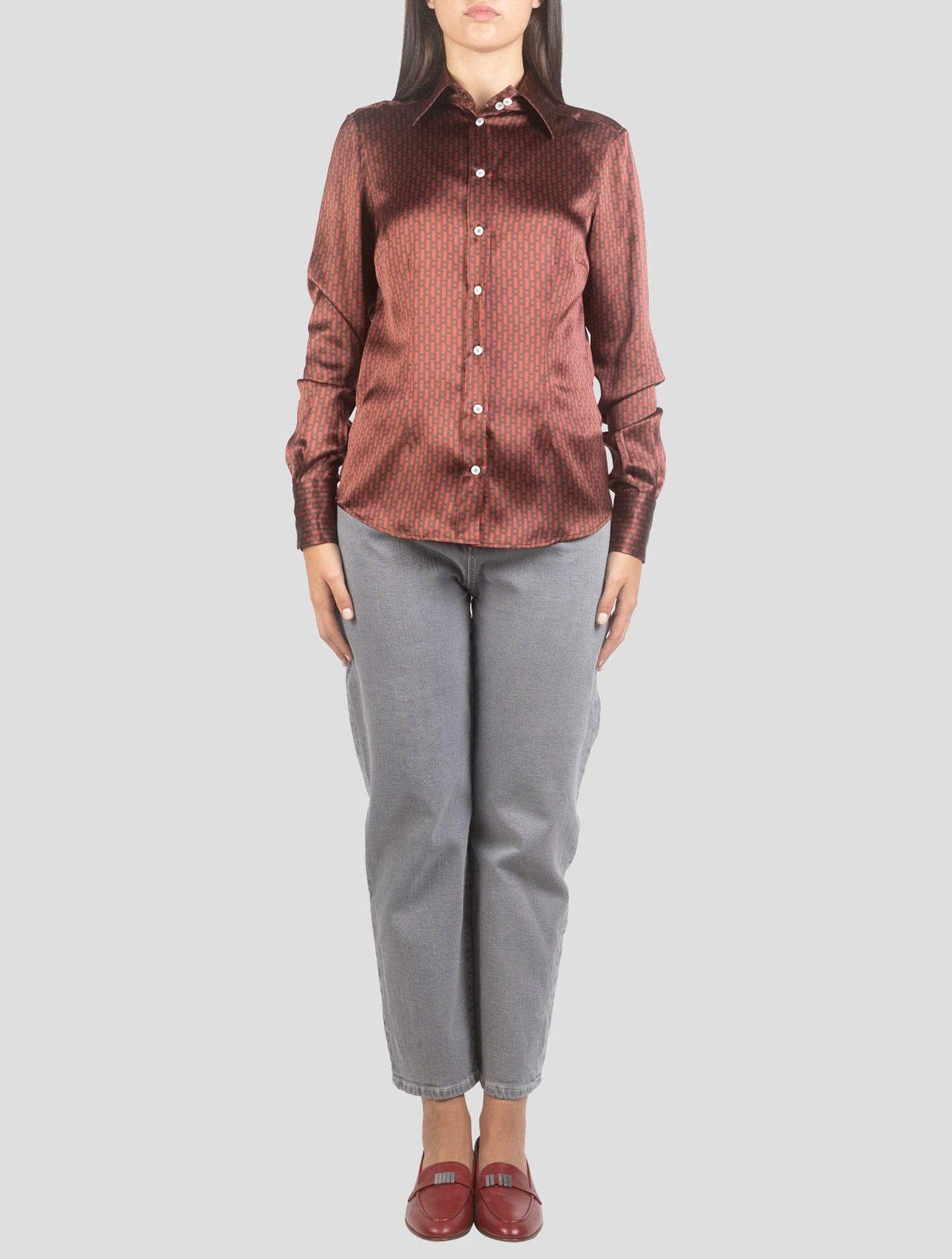 Kiton Burgundy Silk Shirt