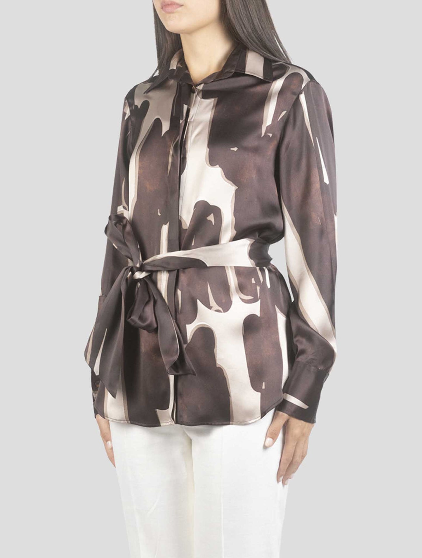 Kiton Brown Silk Shirt