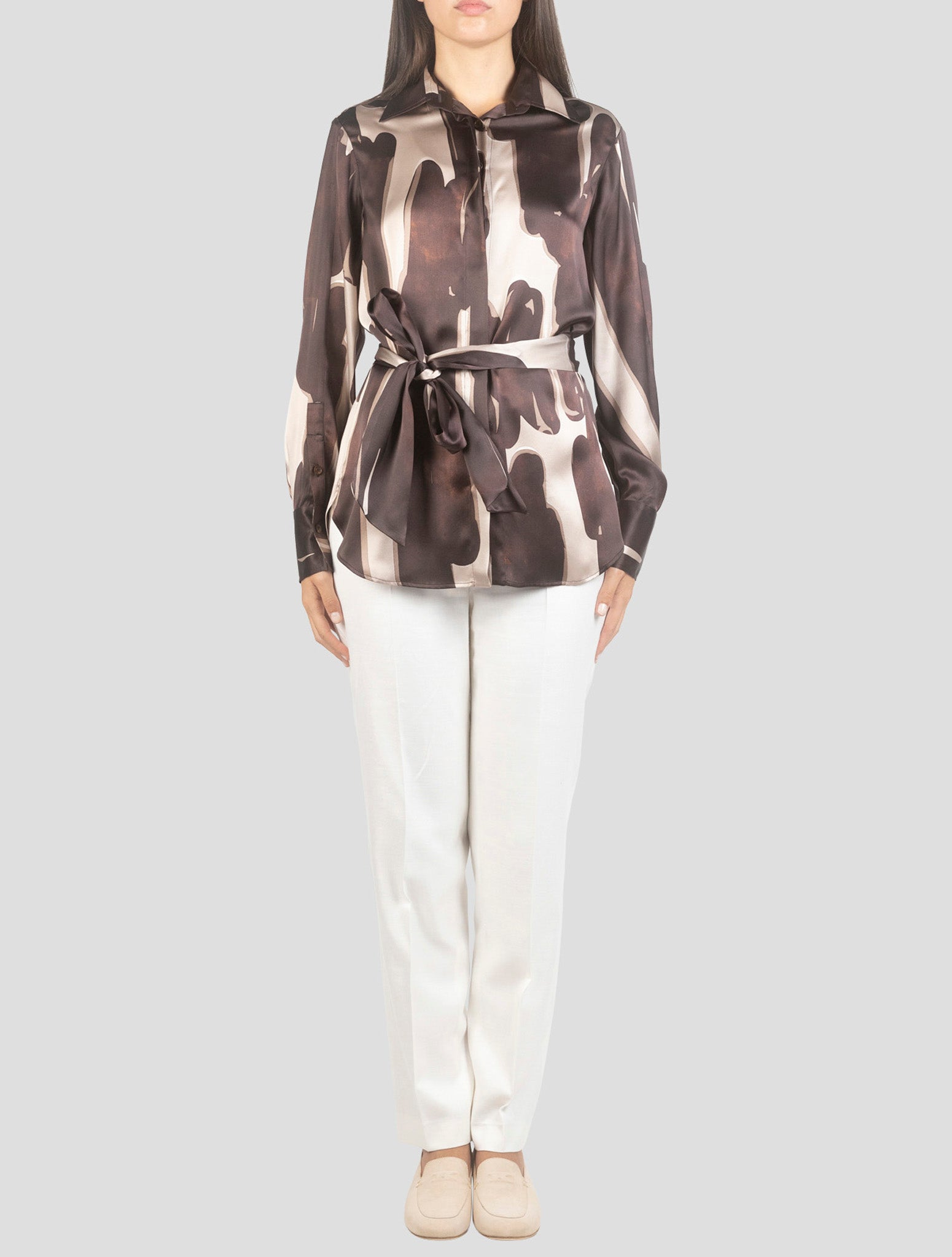 Kiton Brown Silk Shirt