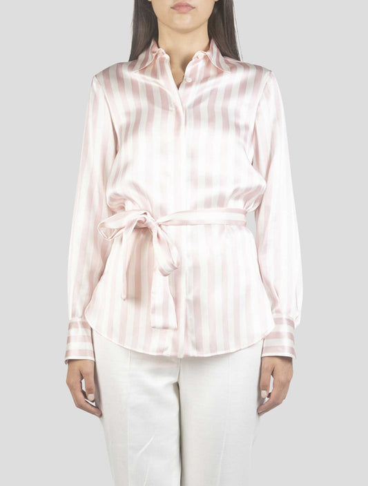 Kiton White Pink Silk Shirt