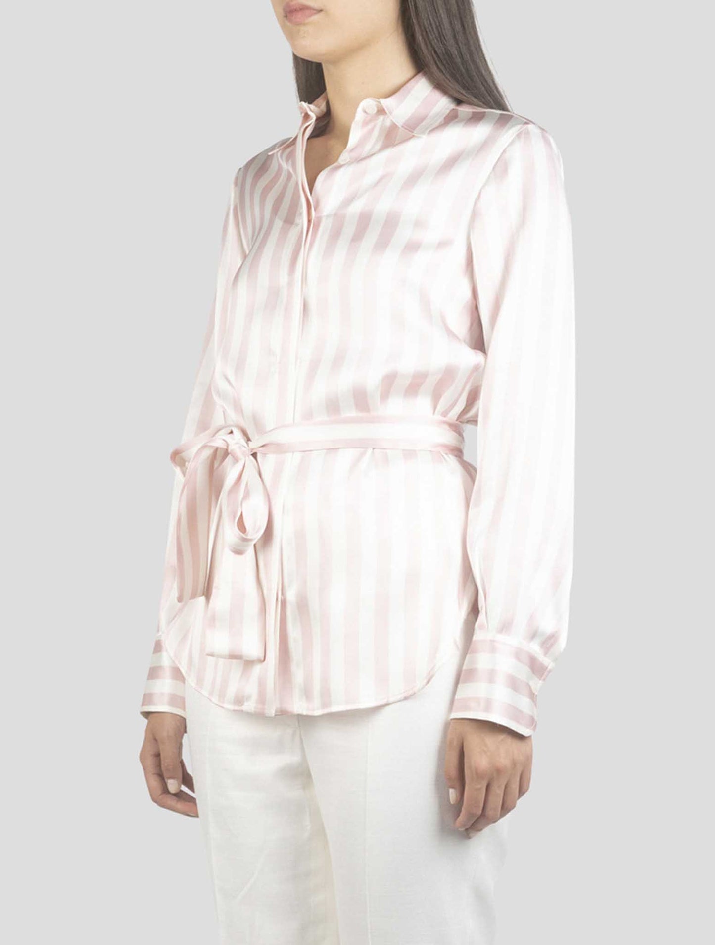 Kiton White Pink Silk Shirt
