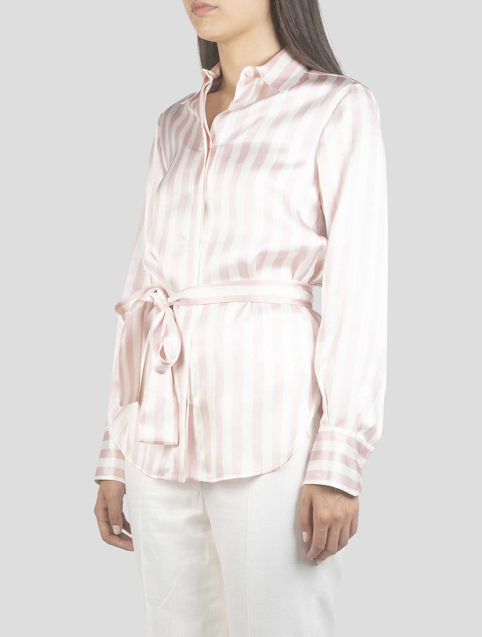 Kiton White Pink Silk Shirt