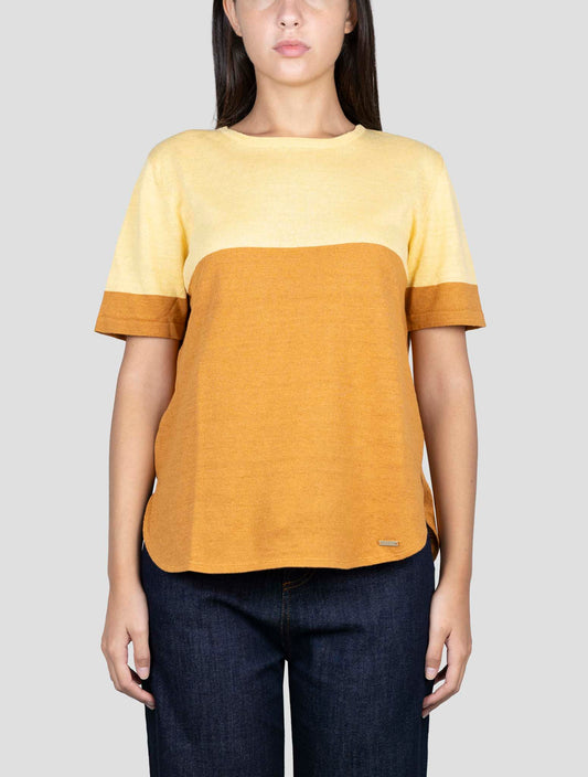 Kiton Brown Yellow Linen Cotton T-Shirt