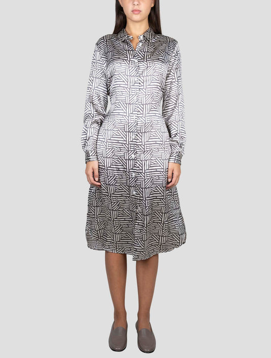 Kiton White Black Silk Dress