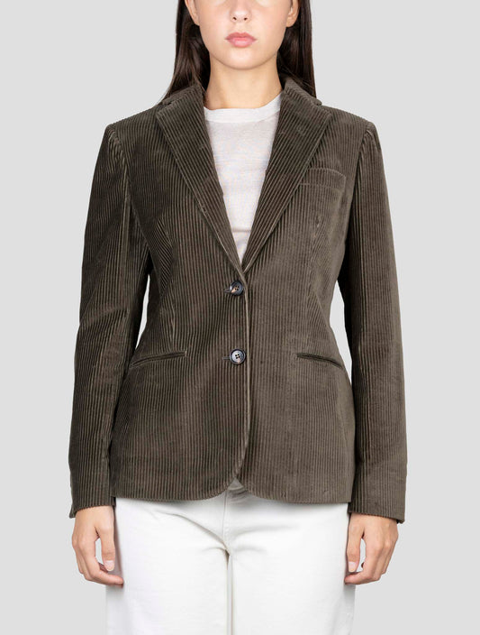 Kiton Brown Cotton Velvet Blazer