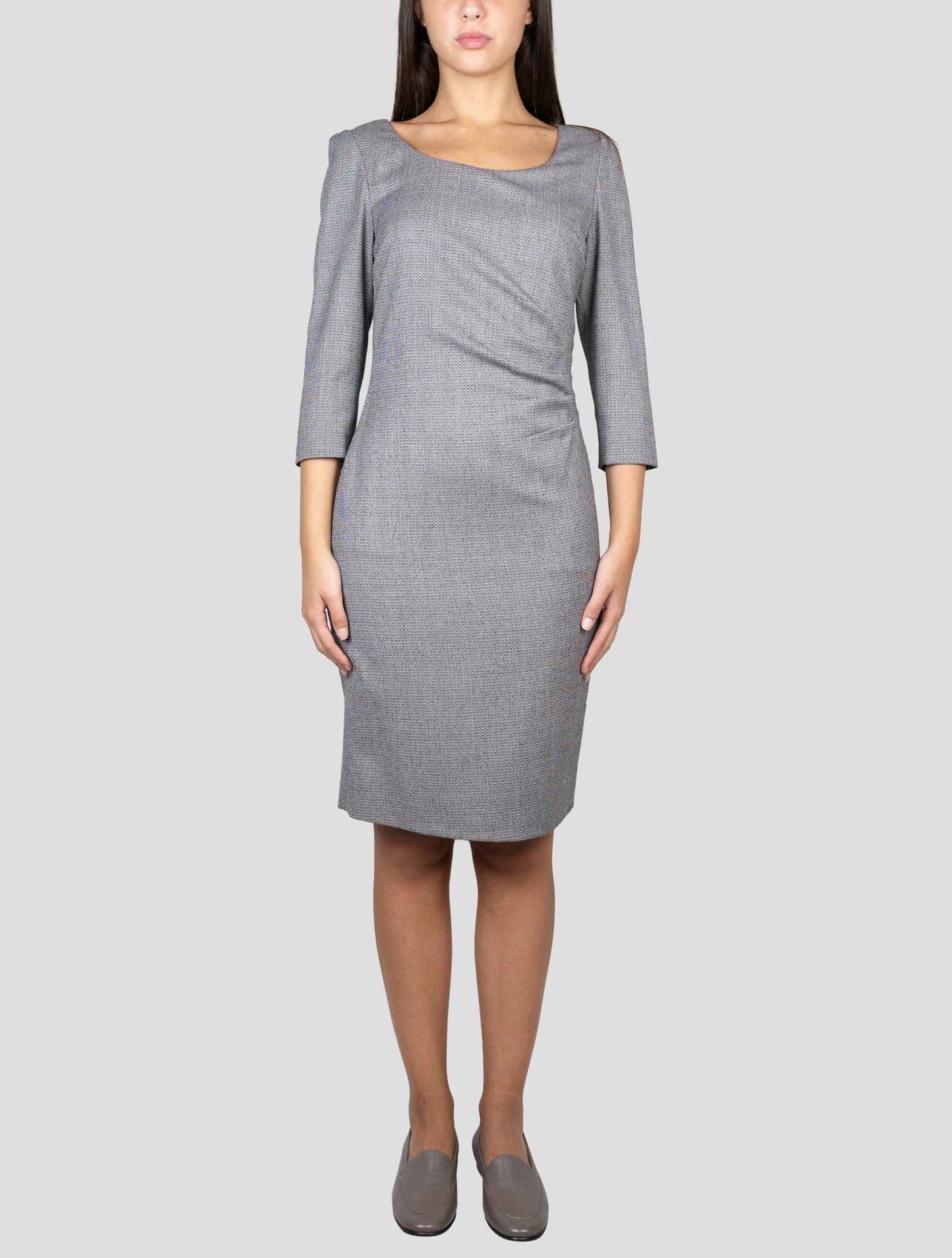 Kiton Gray Virgin Wool Ea Dress