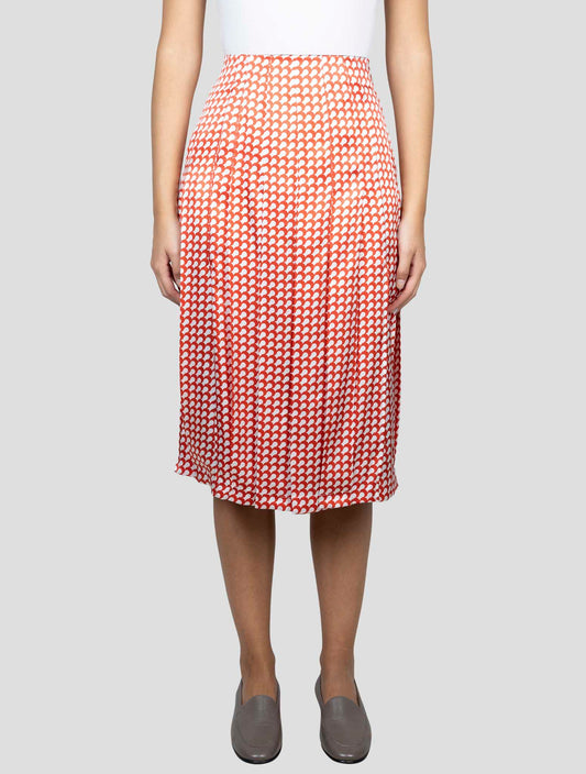 Kiton Red White Silk Skirt