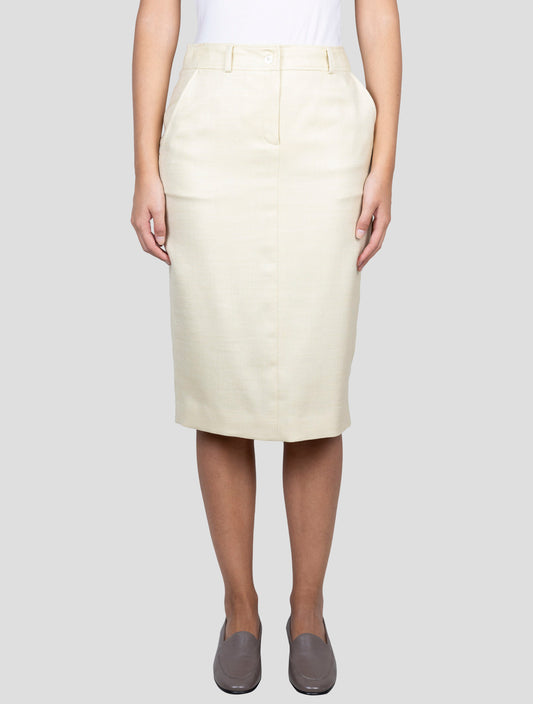 Kiton Beige Wool Silk Linen Pa Ea Skirt