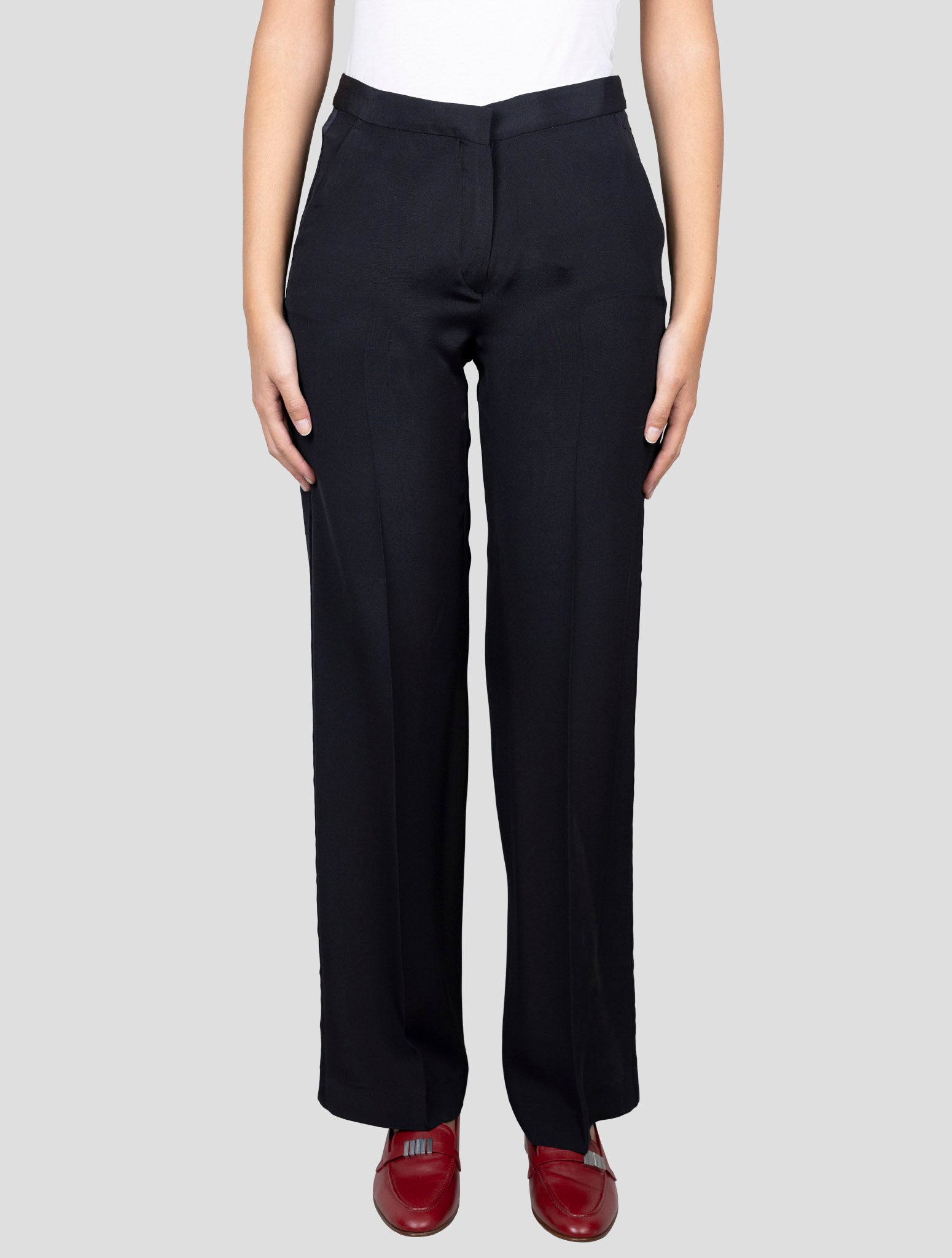 Kiton Dark Blue Silk Dress Pants