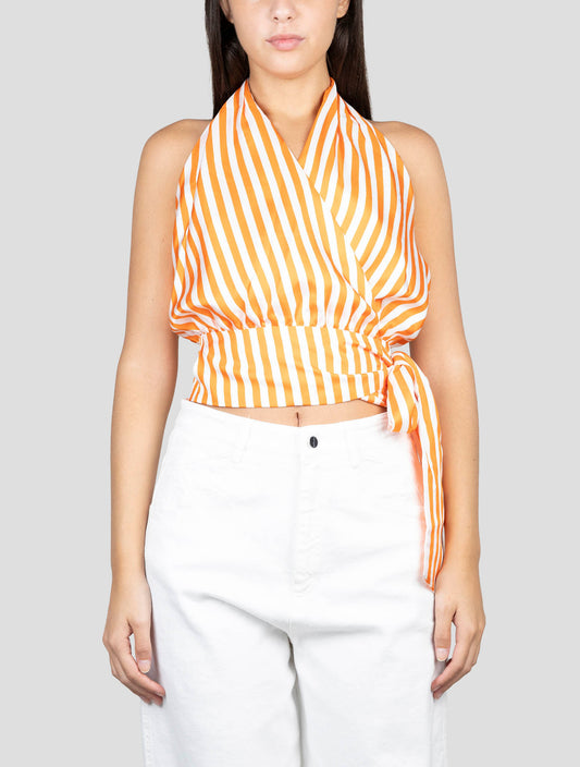 Kiton White Orange Silk Tank Top