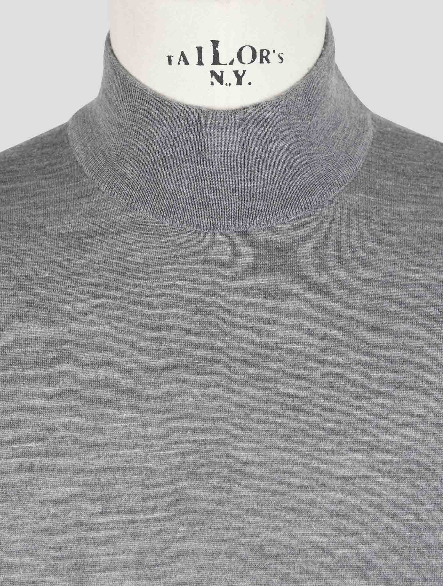 Kiton Gray Wool Sweater Half Neck