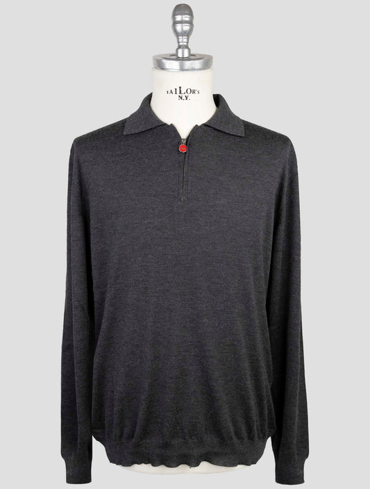 Kiton Dark Gray Cashmere SilK Sweater Polo