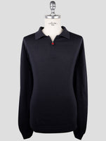 Kiton Dark Blue Wool Sweater Polo