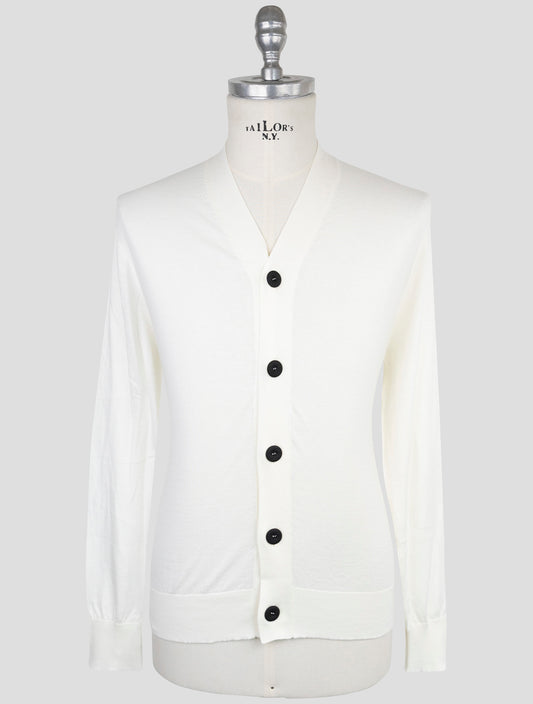 Kiton Knt White Cotton Sweater Cardigan