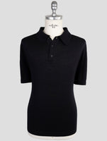 Kiton Knt Black Virgin Wool Silk Polo