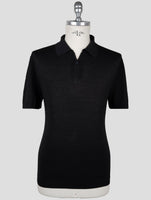 Kiton Knt Black Silk Polo Half Zip